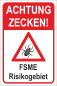 Preview: Warnschild Weiß mit rotem Warnzeichen und Text Achtung Zecken